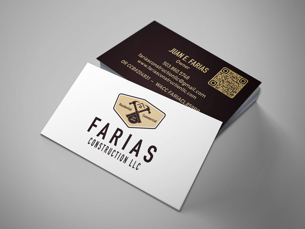 Farias Construction LLC Oregon - Business Cards by Twirl Advertising & Design